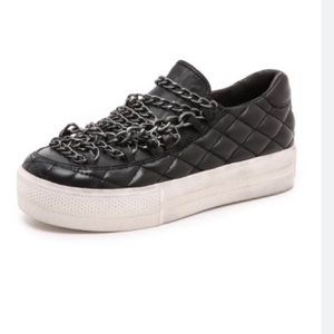 ASH Jewel Bis Chain Goth Punk Quilted Leather Platform Sneakers Women’s 37